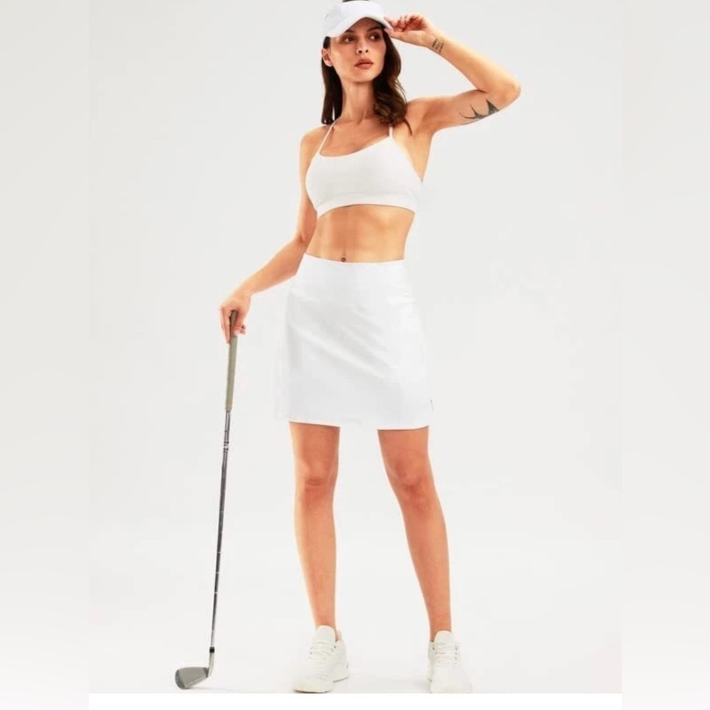 Santiny NWT White Athletic 16’ High Waisted Tennis‎ Skort